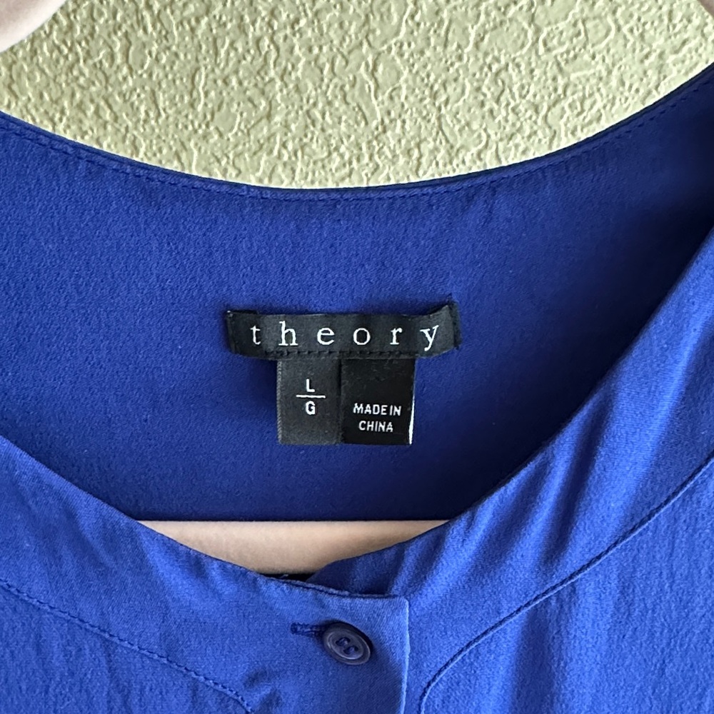 **Vintage** 100% Silk Theory Cobalt Blue Sleeveless Blouse - Picture 2 of 5